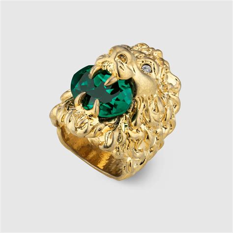 anello leone gucci|Anello testa di leone con cristallo .